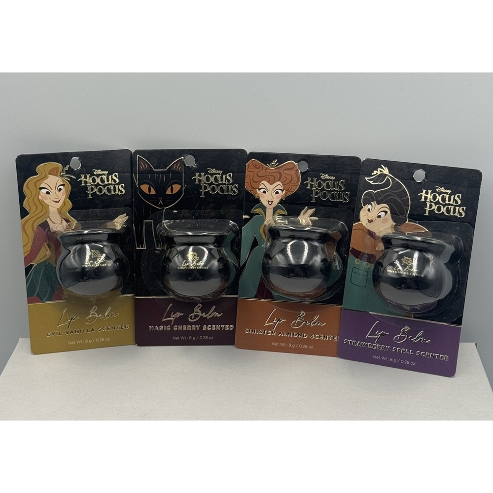Disney Hocus Pocus 4 Hydrating Lip Balms 0.28oz Cherry/Strawberry/Vanilla/Almond